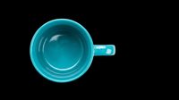 Teal ceramic coffee mug top view, isolated on transparent background, ready for T-shirt design, clipart, stickers, print on demand, and sublimation projects.