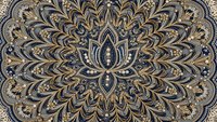 Ornate mandala with intricate golden and bronze patterns on textured background for meditation, spiritual design, and decorative art projects.