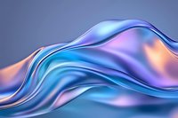 Smooth flowing waves in metallic blue and purple with orange highlights create dynamic abstract background with luxurious satin-like texture and modern design aesthetic.