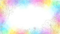 Colorful watercolor border frame with gift boxes and floral swirls on white background for greeting cards, invitations and celebration designs.