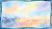 Soft watercolor sky with pastel gradient transitioning from blue to pink, yellow and purple hues, ideal for backgrounds and design projects.