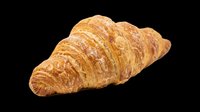 Freshly baked croissant with golden, flaky layers isolated on transparent background. Ready for bakery designs, food packaging, menus, t-shirts, stickers, and print-on-demand products.