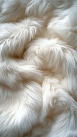 Luxurious white faux fur texture background with soft fluffy waves and shadows creating elegant plush surface pattern for fashion and interior design projects.