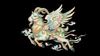 Ornate winged lion with decorative swirls and clouds, isolated on transparent background. Ready for t-shirt design, clipart, stickers, sublimation, and print-on-demand products.
