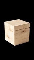 Unfinished pine wooden storage box with removable lid, isolated on transparent background. Ready for crafts, DIY projects, decoupage, staining, painting, sublimation, and print-on-demand products.
