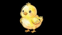 Cute yellow chick with fluffy feathers and orange beak isolated on transparent background. Ready for t-shirt designs, stickers, clipart, print-on-demand products and sublimation projects.