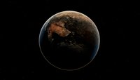 Planet Earth view from space showing African continent and Indian Ocean with dramatic lighting and atmospheric glow against dark cosmos background.