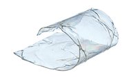 Crumpled transparent plastic bag isolated on white background, ready for design use on packaging, environmental graphics, and waste management materials.