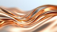 Luxurious flowing copper and silver metallic waves create elegant abstract background with smooth glossy curves and dynamic movement. Modern design element.