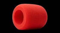 Red foam microphone windscreen isolated on transparent background, ready for podcast, music, and audio equipment clipart, stickers, print on demand, and t-shirt design use.