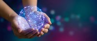 Digital globe network held in human hands, representing global connectivity, data exchange, and worldwide communication technology for business solutions.