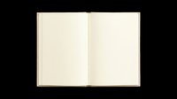 Open blank hardcover book with cream pages, isolated on transparent background. Ready for T-shirt design, clipart, stickers, print on demand, and sublimation projects.