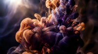 Abstract colorful smoke swirls in orange and purple hues with dramatic lighting effects creating dynamic fluid motion patterns for creative design projects.