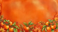 Vibrant orange harvest border with ripe citrus fruits and autumn foliage on warm background. Ideal for seasonal designs, packaging, and promotional materials.