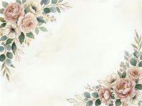 Vintage floral corners with roses, eucalyptus and botanical elements on cream background. Isolated design for wedding invitations, greeting cards and stationery projects.