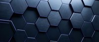 Dark blue hexagonal tiles with metallic edges create a modern, geometric surface with depth and dimension for tech and corporate design projects.