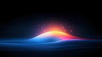 Glowing abstract wave with vibrant blue and orange colors against dark background, dynamic light effect creates modern futuristic design element.