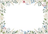 Watercolor floral frame with delicate pink and blue flowers, green leaves, and botanical elements on white background. Isolated design ready for invitations, cards, and print projects.
