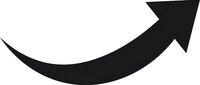 Curved black arrow pointing upward and right on white background isolated for graphic design and business presentations.