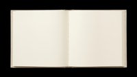 Open blank hardcover book with empty white pages, isolated on transparent background. Ready for clipart, stickers, t-shirt design, print on demand, and sublimation projects.