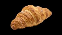 Golden croissant isolated on transparent background, ready for bakery designs, food packaging, menu graphics, t-shirt prints, stickers, and print-on-demand products.