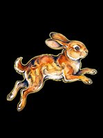 Watercolor leaping rabbit isolated on transparent background, ready for t-shirt design, stickers, clipart, print on demand, and sublimation projects.
