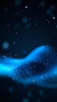 Glowing blue wave of light and sparkles on dark background creates magical atmosphere with floating particles and bokeh effects for mystical designs.