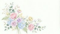 Soft watercolor floral arrangement with pastel roses, peonies, and eucalyptus on white background for wedding or greeting card.