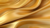 Luxurious golden silk fabric with smooth flowing waves and soft folds creates elegant abstract background texture for luxury design projects and presentations.