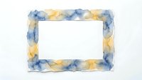 Watercolor frame with blue and yellow washes on white background, isolated design element suitable for invitations, cards, posters, and digital projects.