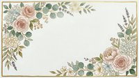 Vintage floral frame with roses, eucalyptus, and botanical elements on cream background, isolated for wedding invitations, greeting cards, and design projects.