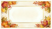 Autumn foliage frame with golden and crimson leaves, berries, and decorative corner borders on cream background for seasonal greeting cards and fall designs.