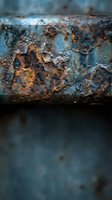 Weathered metal pipe with heavy rust corrosion and peeling paint showing oxidation damage and decay for industrial texture backgrounds.