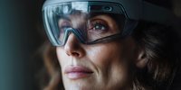 Professional female scientist wearing protective safety goggles in laboratory environment for research and scientific experimentation work.