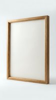 Empty wooden picture frame with natural wood grain finish on white background for home decor and art display projects.