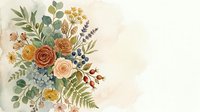 Watercolor floral bouquet with roses, eucalyptus and wildflowers on cream background for wedding invitations, greeting cards and botanical design projects.