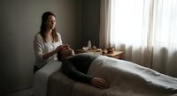 Professional spa therapist performing relaxing facial massage treatment on client in serene wellness center with natural lighting for ultimate rejuvenation.