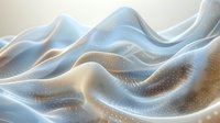 Elegant flowing fabric with soft waves and sparkles in light blue and beige tones creates dreamy abstract background for luxury design projects.