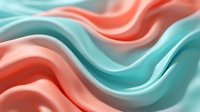 Soft pastel coral and mint silk waves flowing in smooth curves, creating an elegant abstract background for design projects.