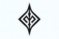 Black geometric diamond shape with sharp angular lines and symmetrical design on white background, isolated element suitable for logos and graphic projects.