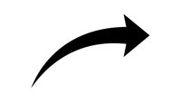 Black curved arrow pointing right on white background isolated for graphic design and presentation use.