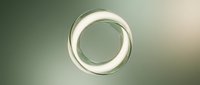 Glossy transparent glass ring or torus shape isolated on soft gradient background, suitable for web design, UI elements, and digital graphics projects.