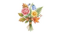 Autumn floral bouquet with roses, leaves and seasonal flowers isolated on white background for wedding invitations, greeting cards and decorative designs.