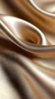 Luxurious golden brown silk fabric with soft waves and folds creating an elegant abstract pattern. Smooth textile surface with subtle sheen and gentle curves.