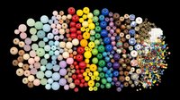 Colorful assorted craft beads collection isolated on transparent background, ready for T-shirt design, stickers, clipart, print on demand, and sublimation projects.