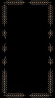 Elegant gold foliage border frame on black background for luxury invitations, wedding cards, certificates and premium design projects.