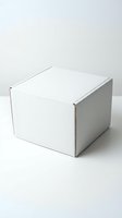 White cardboard shipping box mockup on clean background for packaging design and branding projects.