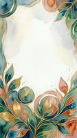 Watercolor floral frame with teal, blush, and gold leaf elements on white background, isolated and ready for invitations, greeting cards, and design projects.