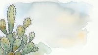 Watercolor prickly pear cactus with soft green tones on light background. Desert botanical illustration for home decor and nature-themed designs.