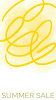Abstract yellow curved lines on cream background with summer sale text, isolated design element suitable for promotional graphics, web banners, and seasonal marketing materials.